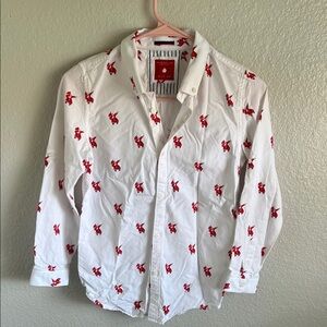 Denim & Flower Kids White Shirt with Red Santa Motif 11/13